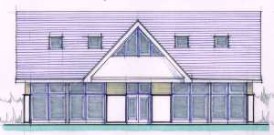 Front (North) elevation of the proposed Pennard Vernon Watkins Library